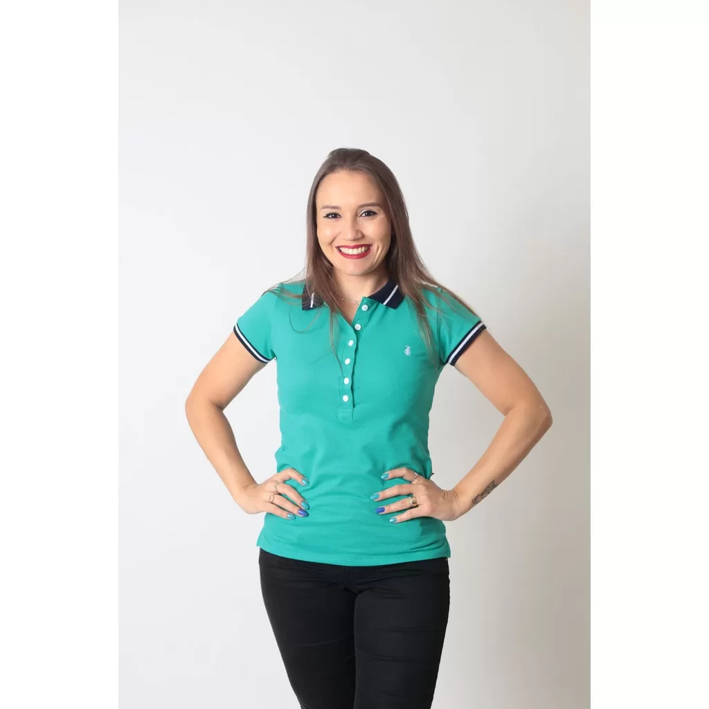 Camisa Polo Feminina Verde Jade
