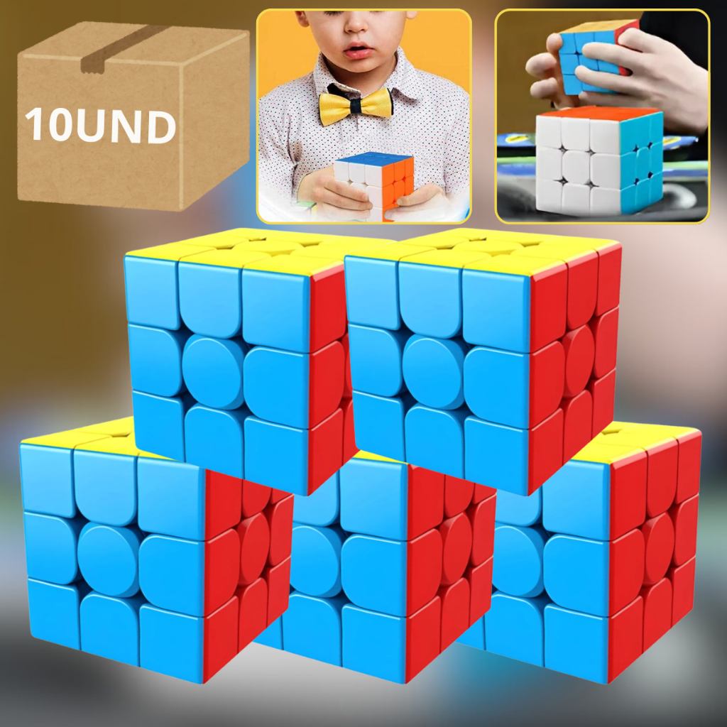 Kit 10 Cubo Mágico 3×3 Brinquedo Atacado NF Profissional Melhora Cognitiva