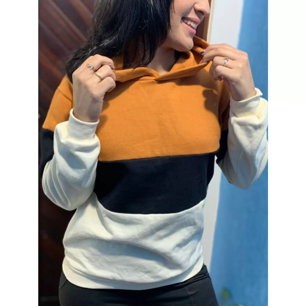 BLUSA DE MOLETOM  FLANELADA TRICOLOR UNISSEX