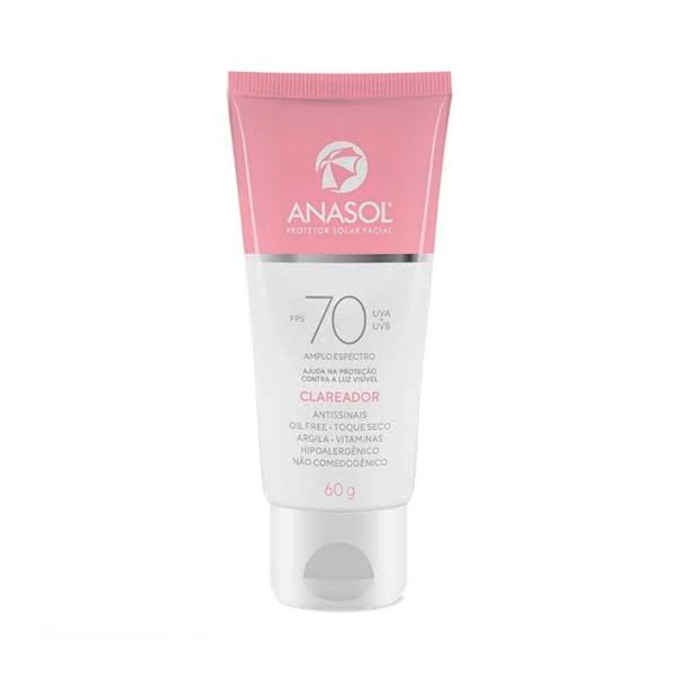 Protetor solar facial anasol clareador fps 70 com 