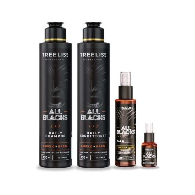 Kit All Black Masculino Barba e Cabelo Cuidados Tr