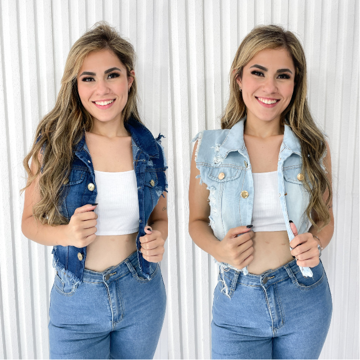Kit 2 Coletes Feminino Jeans Escuro e Claro Promo