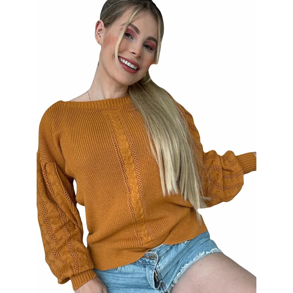 Tricô Inverno Grosso Blusa Casaco Suéter Mulher Cores Lindas