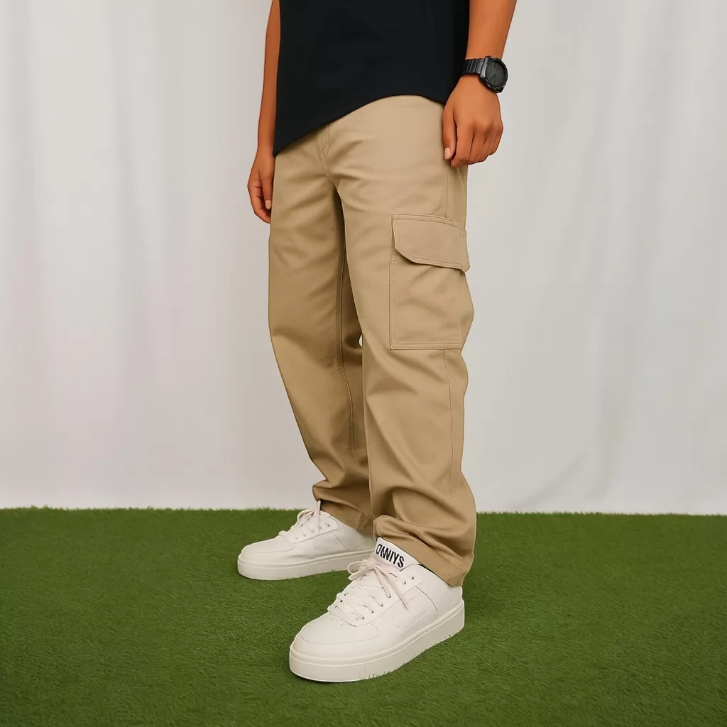 Calça Cargo Mesculino Feminino 6 Bolsos skate Larga Fechamento Cordão