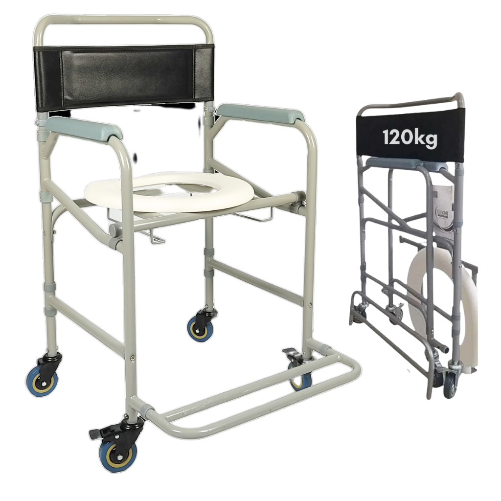Cadeira De Banho 120kg Dellamed Dobrábel Higiênica Sanitaria Geriátrica com Rodas