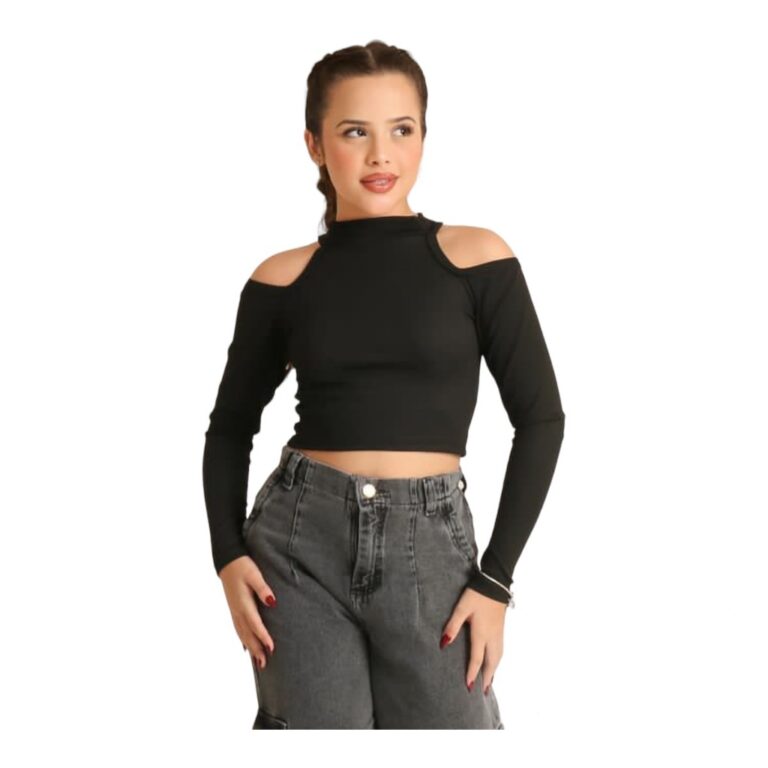 Blusa Cropped Manga Longa Menina Juvenil Feminino 