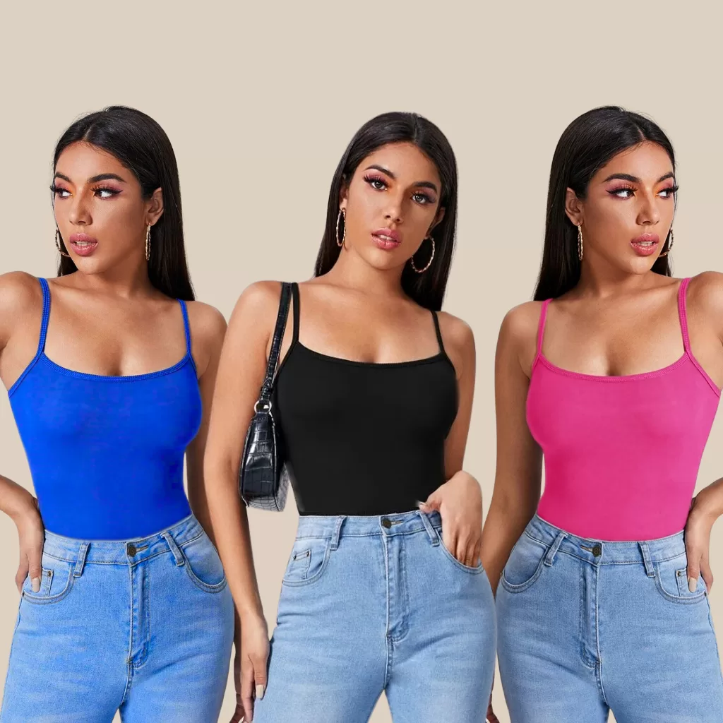 Kit 3 Blusa Feminina de Alça Camiseta Regata Basica