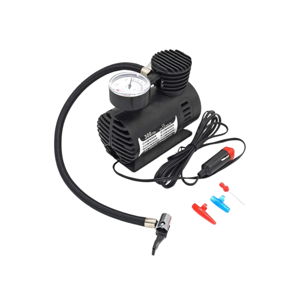 Mini Compressor De Ar Veicular Elétrico Portátil 12V Com Manômetro 250PSI Para Pneu Carro Moto Bike