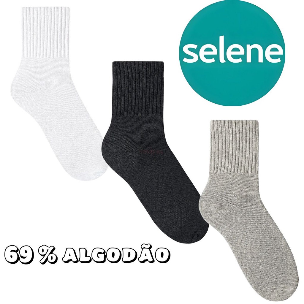 MEIA ESPORTIVA MASCULINA SELENE ALGODÃO ORIGINAL CANO MÉDIO