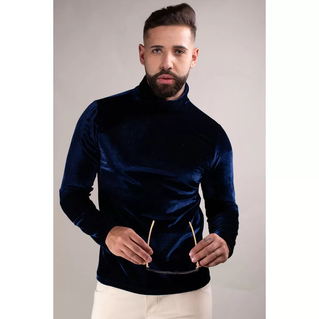 Blusa Masculina Cacharrel em Veludo Azul