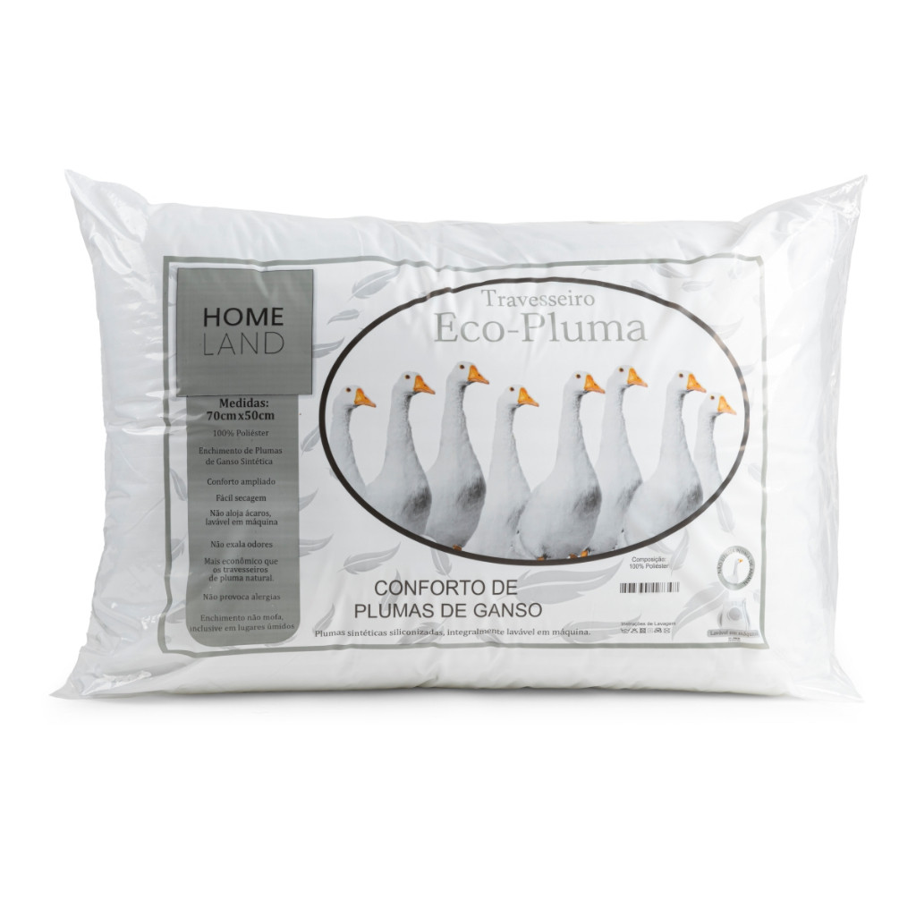 Kit 02 Travesseiros Pluma de Ganso Ecológica Toque Macio Grande e Antialérgico + 2 Fronhas Malha Gel