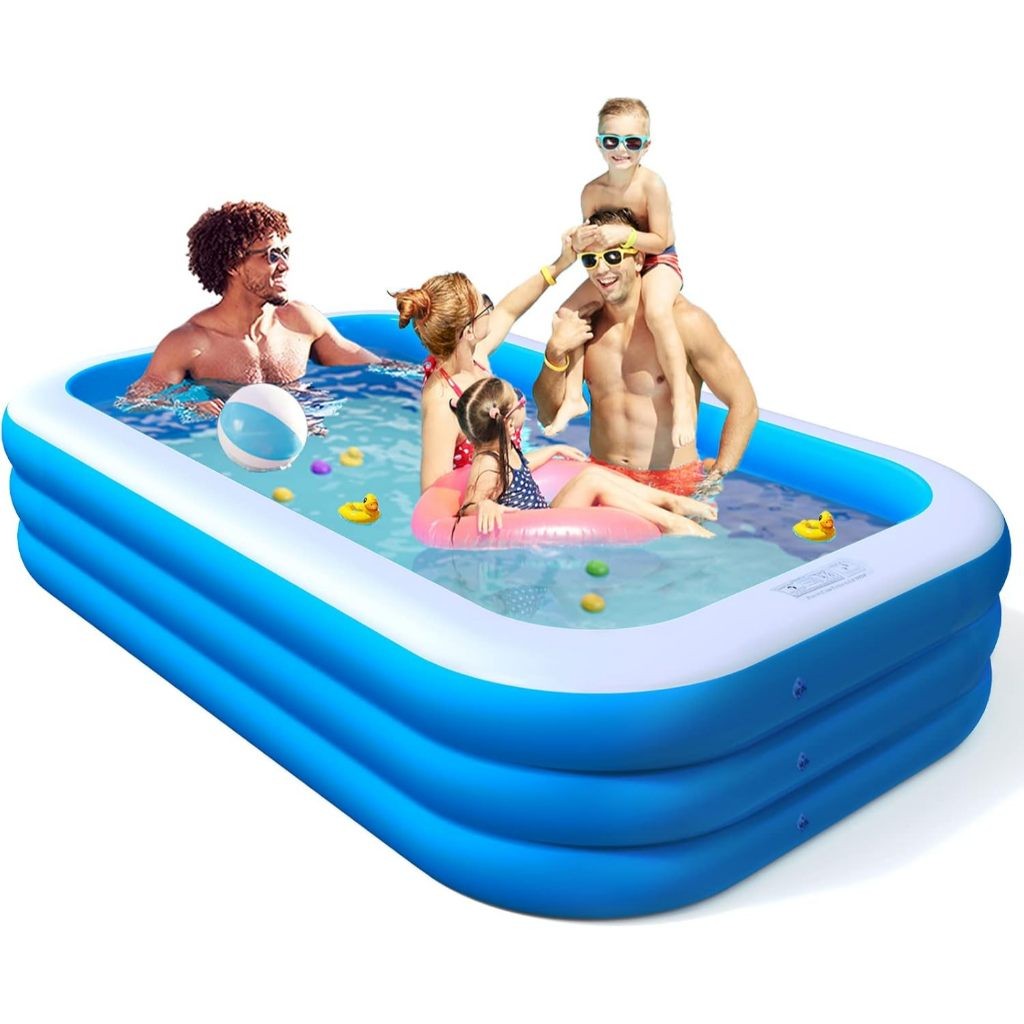 haosin Piscina Inflável Infantil 3 Anéis Transparente 600 Litros Fundo Do Mar Para Crianças, Bebes,