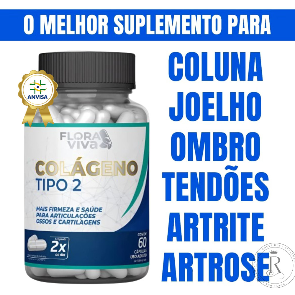 Colágeno Tipo 2 – 60 Cápsulas – Articulações, Pele, Cabelo e Unhas – Não Desnaturado