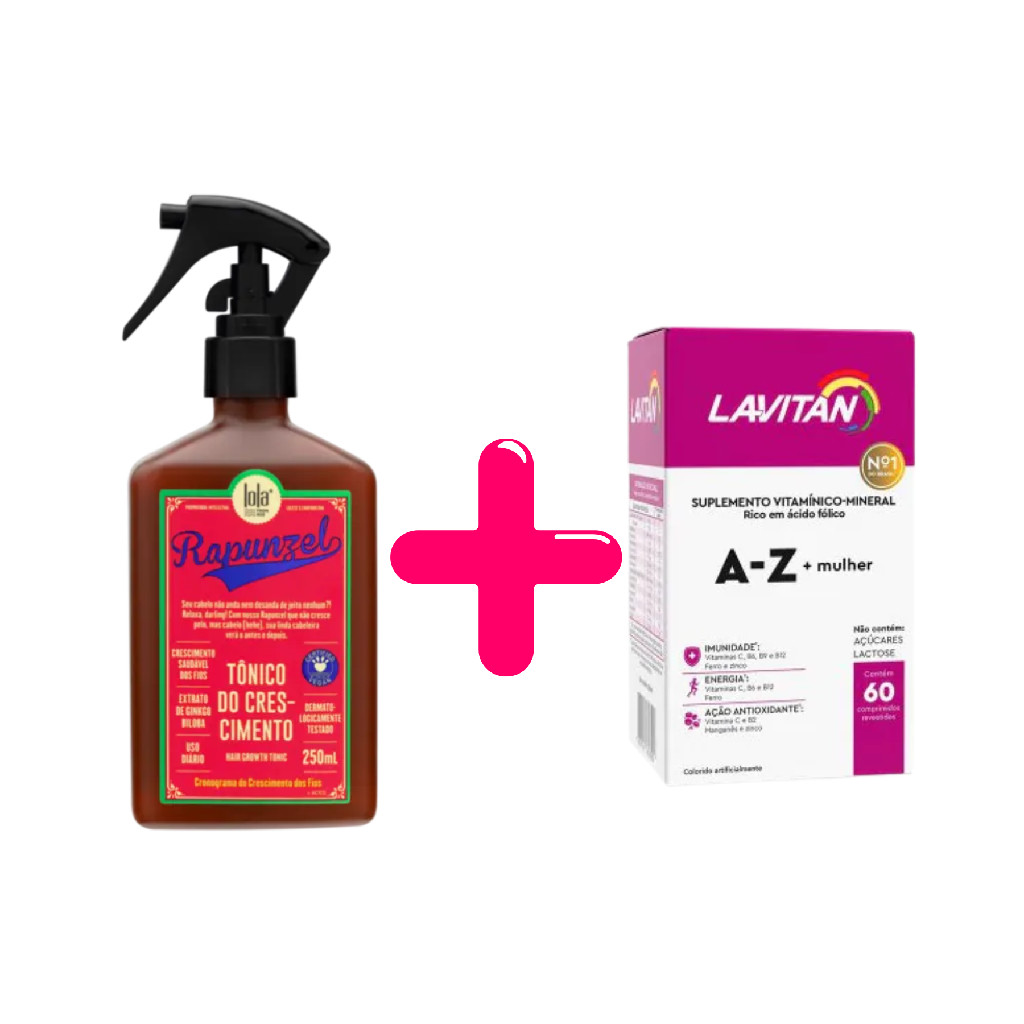 Kit Único Vitamina Lavitan Mulher Cimed + 1Un Tônico Capilar Rapunzel Lola