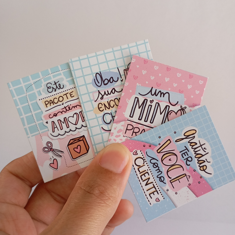 Mini cartão de agradecimento mimo cliente