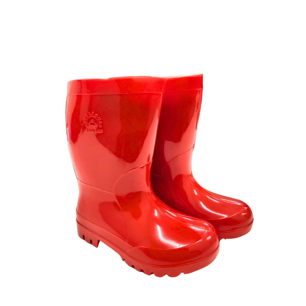 Bota de Borracha Galocha Pvc Toda Vida Infantil Vermelha Sete Leguas Leve Confortavel Impermeavel Es