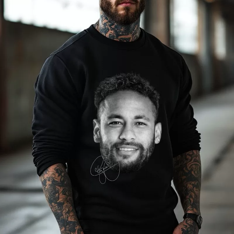 Moletom Gola Redonda Careca Njr Ídolo Futebol Blusa de Frio Ney Neymar Inverno Unissex Masculino