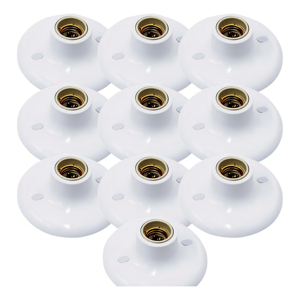 Kit 10 Plafon Suporte Lâmpadas Redondo Bocal E27 Estrutura Branco 110v 220v Paflon teto casa cozinha