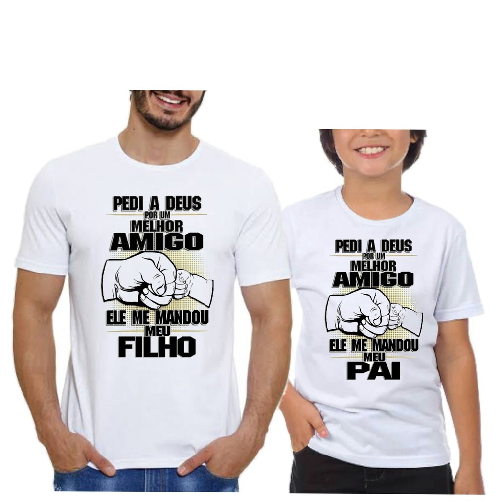 Kit 2 camisetas dia dos pais tal pai tal filho melhores amigos