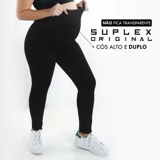 kit 2 Calças Leggings Gestante Gravida Preto Cós