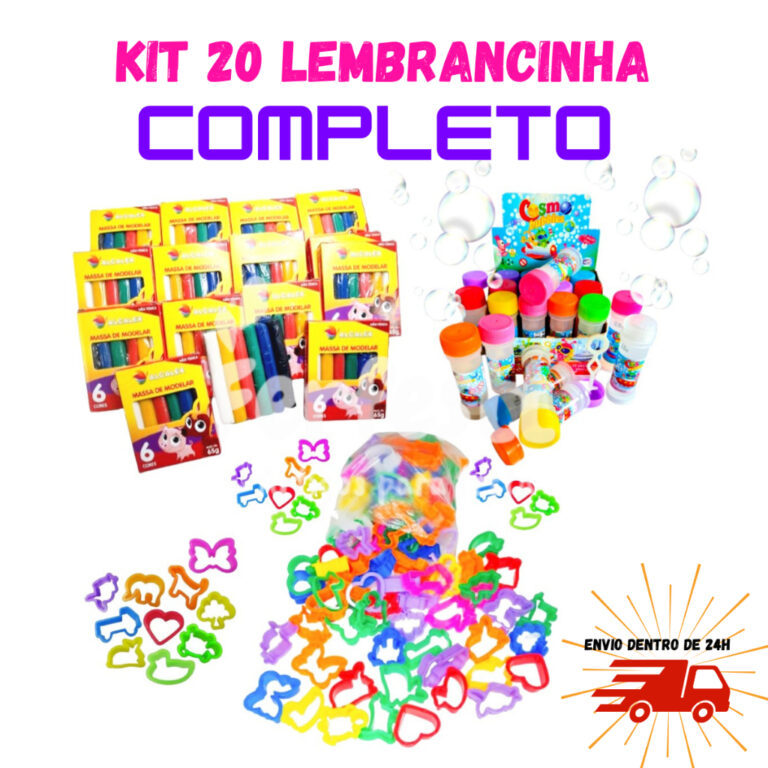 Kit 20 Cx Massinha de Modelar + 20 Bolha de Sabão
