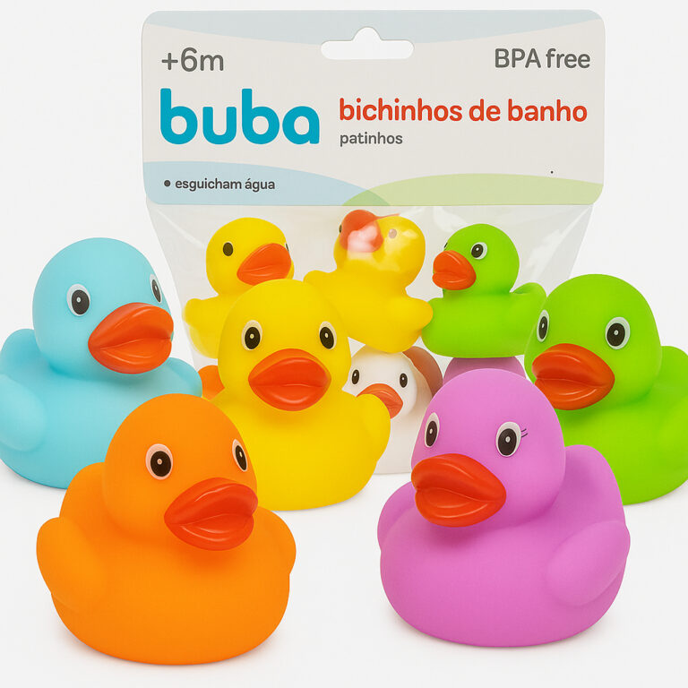 PATINHO DE BORRACHA C/6 BRINQUEDOS PARA BANHO BEBE