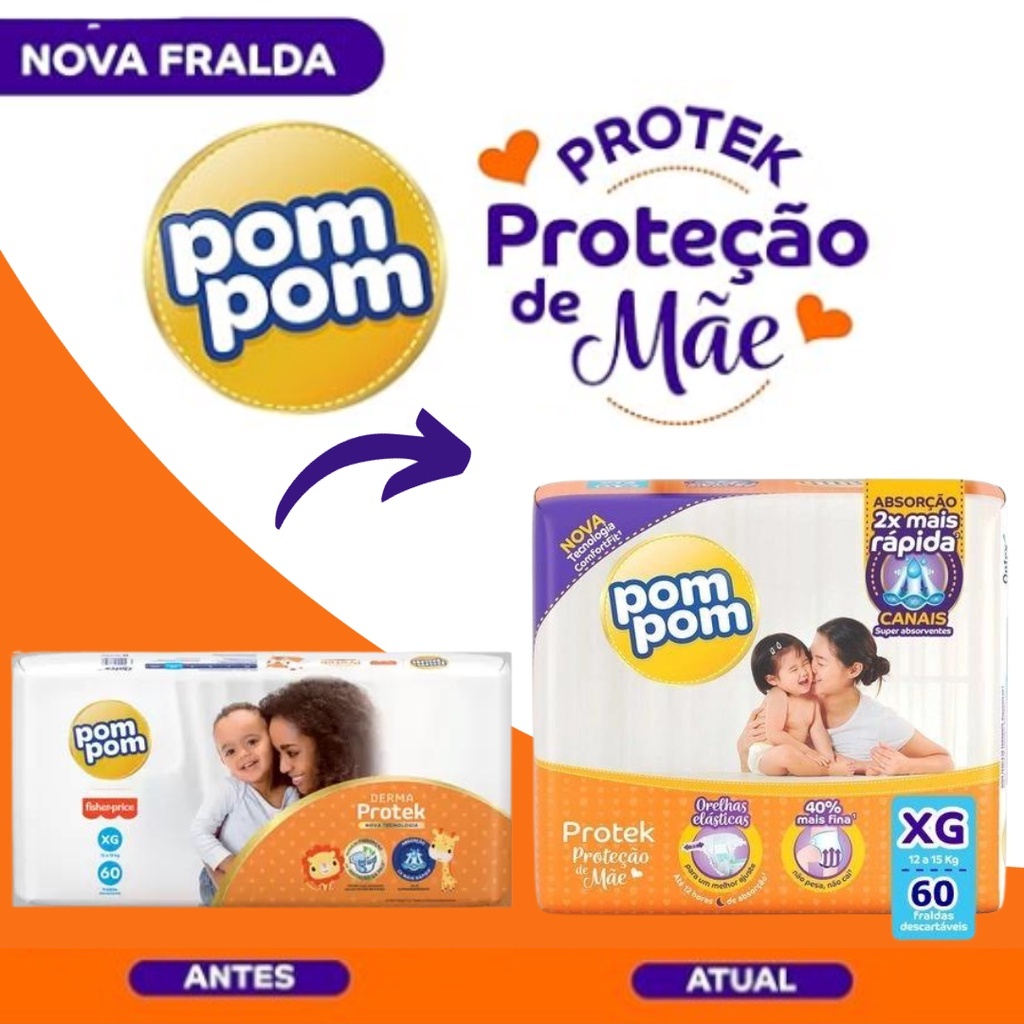 FRALDA POMPOM DERMA PROTEK HIPER XG – 60 UN
