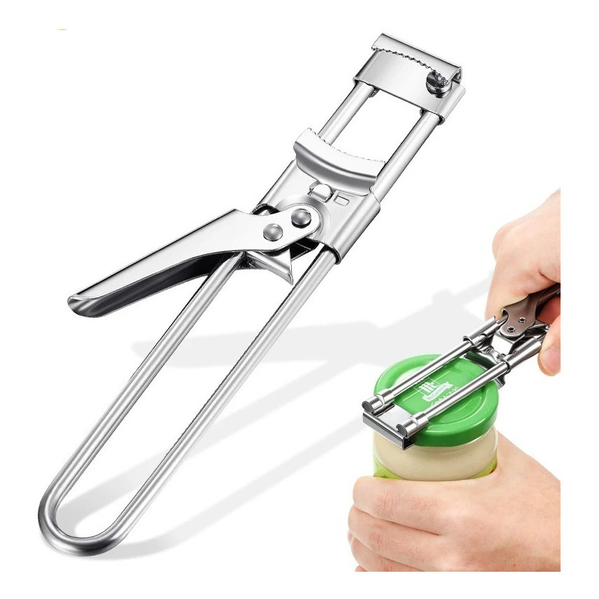 Abridor De Tampas Ajustável Em Aço Inox Para Potes, Frascos Abre Pote