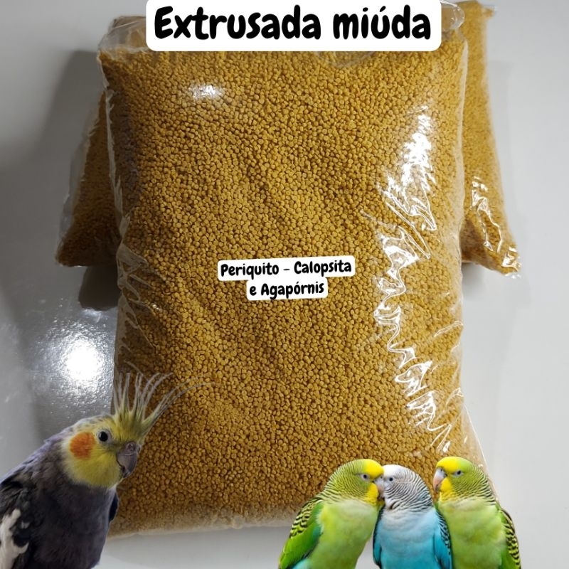 Extrusada natural MIÚDA calopsita – Agapórnis e periquito 1kg