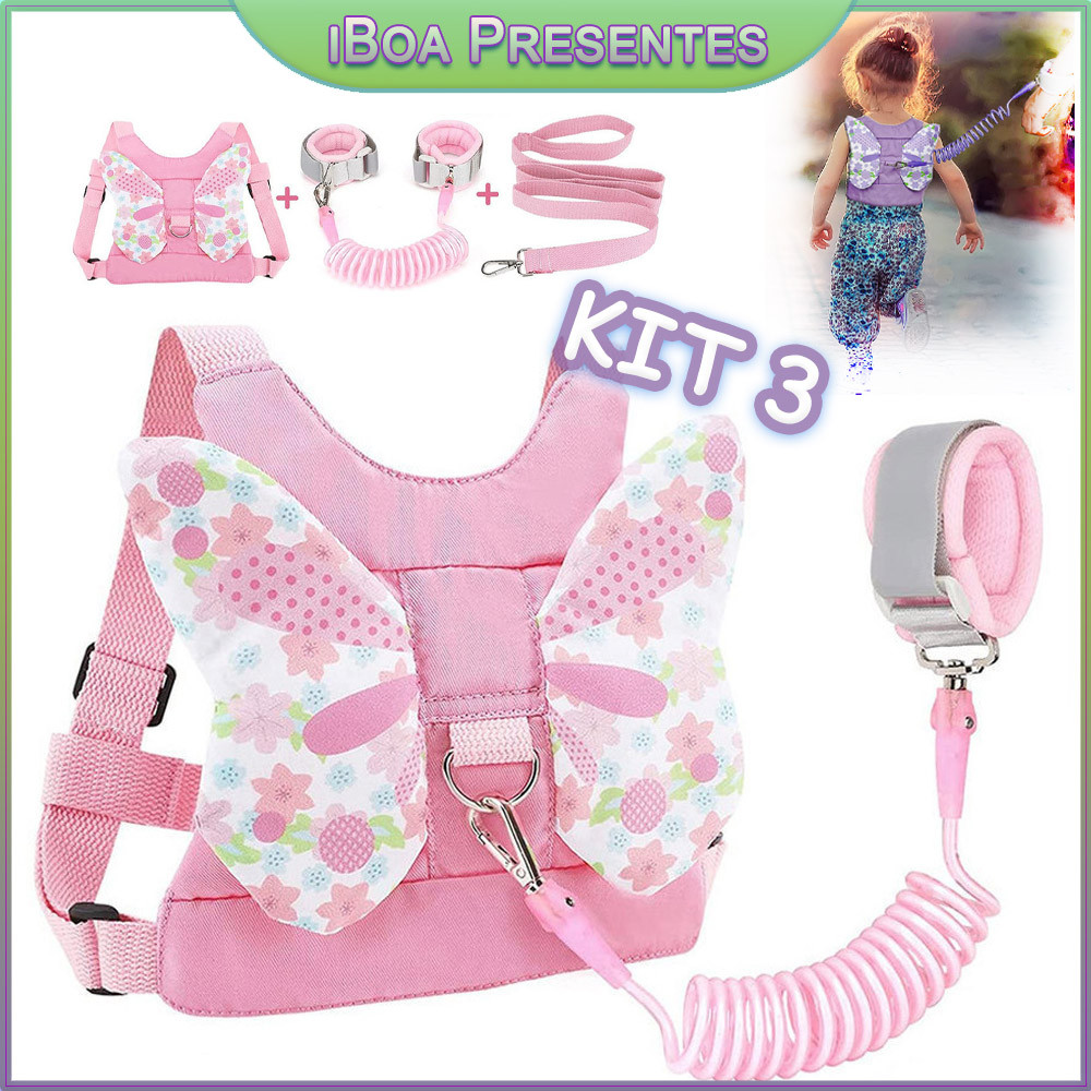 Coleira Infantil Mochila Guia De Segurança Anti Perda Com Cinta Pulseira Guia Para Criança Infantil