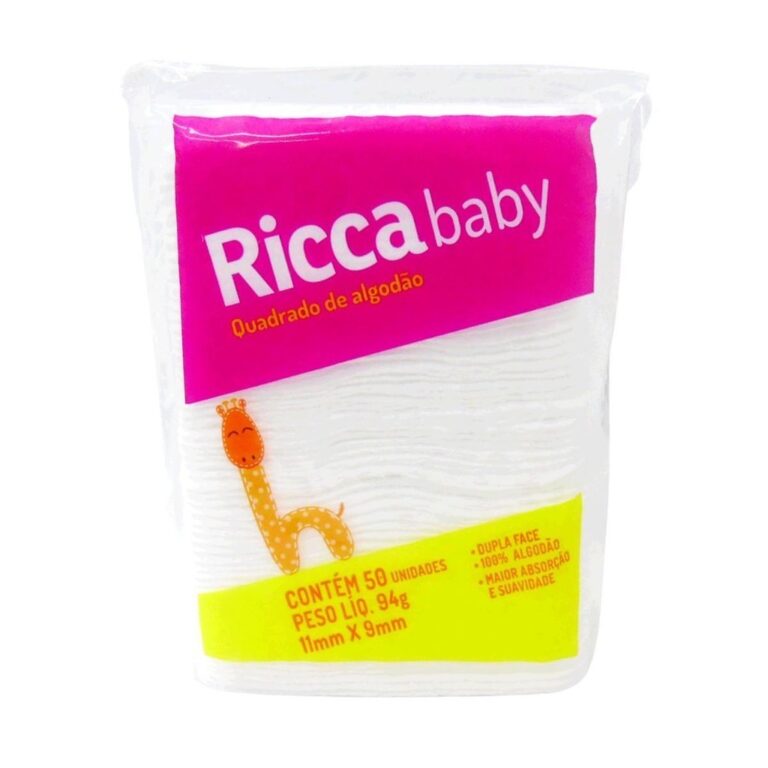 Quadrados de Algodão Baby Ricca Belliz Com 50 Uni