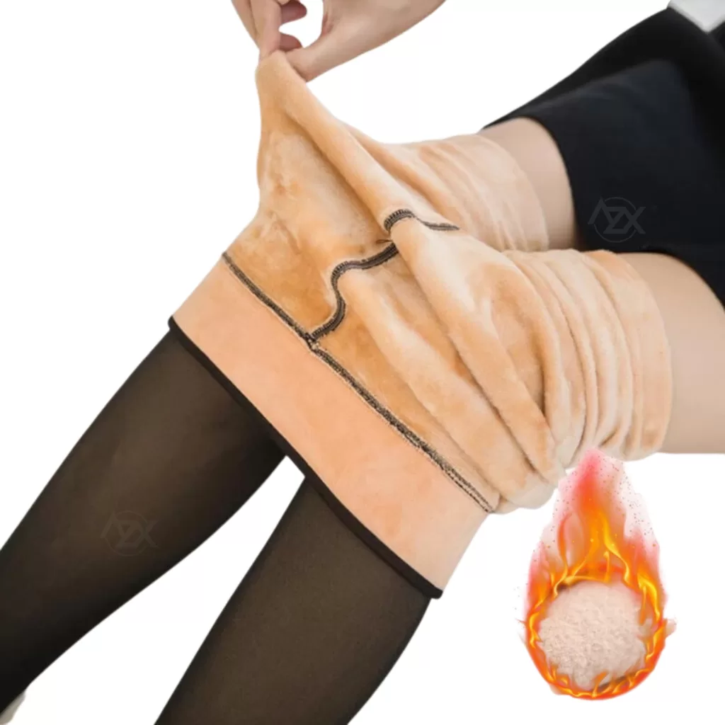 Calça Térmica Translúcida P ao GG Forrada Peluciada de Lã Grossa Inverno Quente Feminina