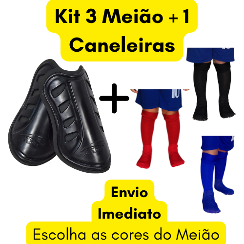 Kit 3 Meião + 1 Caneleira De Futebol Esportivo In