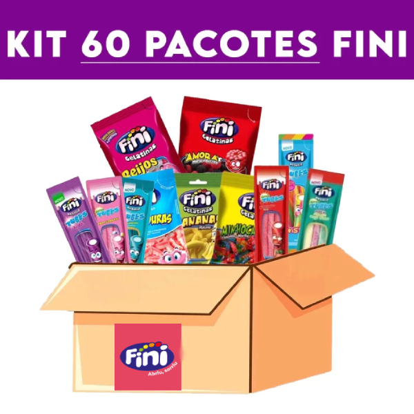 Kit com 60 pacotes Bala FINI ou DOCILE Sabores Var