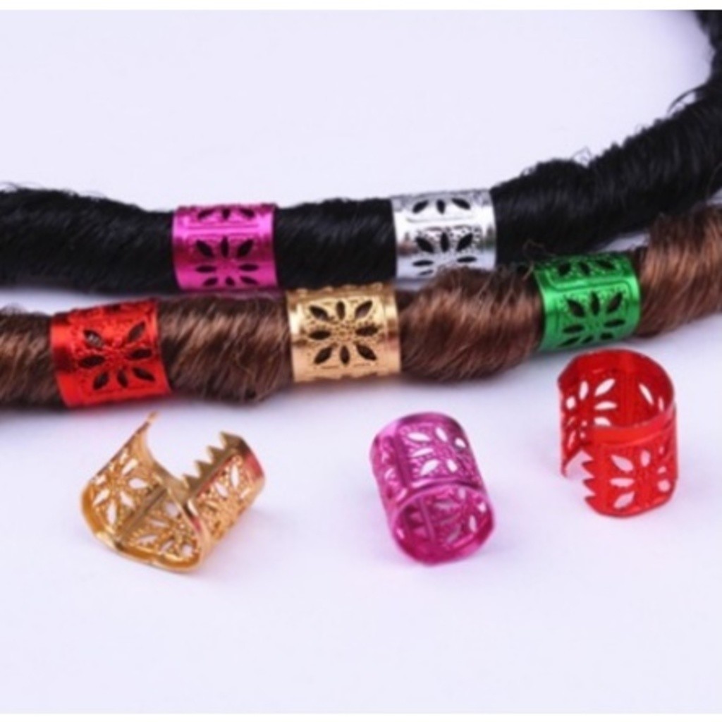 Kit 100 Anéis Em Metal Para Cabelo Trança Box Braids Dreads Tererês Com Regulagem (Utimix)