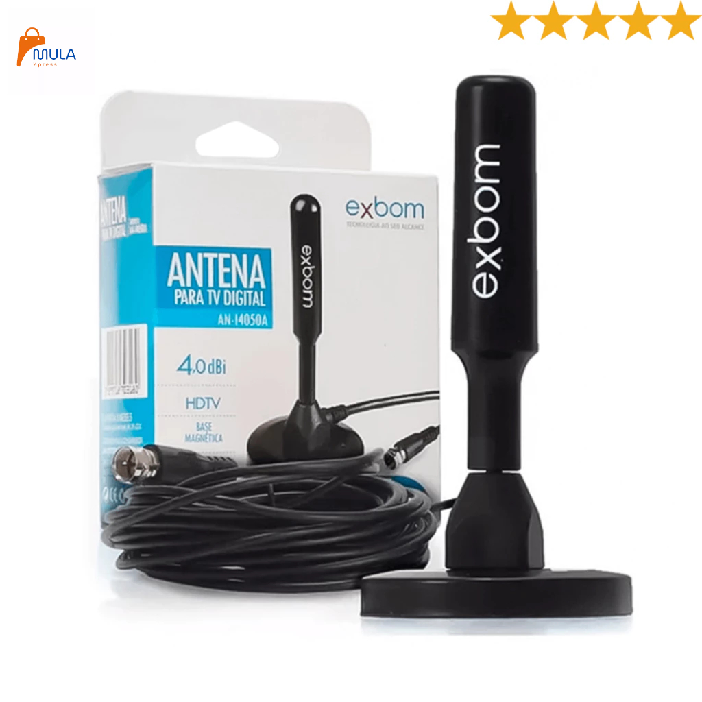 Antena Digital Interna Externa HDTV 4K Cabo 5m Base Imã Potente Prova Dágua Envio Imediato