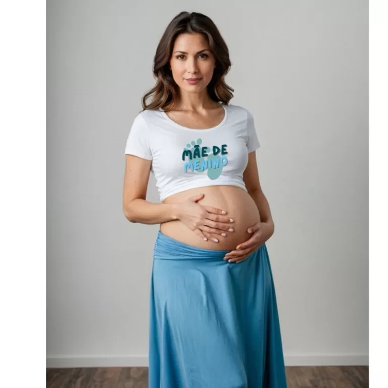 Camiseta Cropped Feminina Algodão Mãe de Menino 