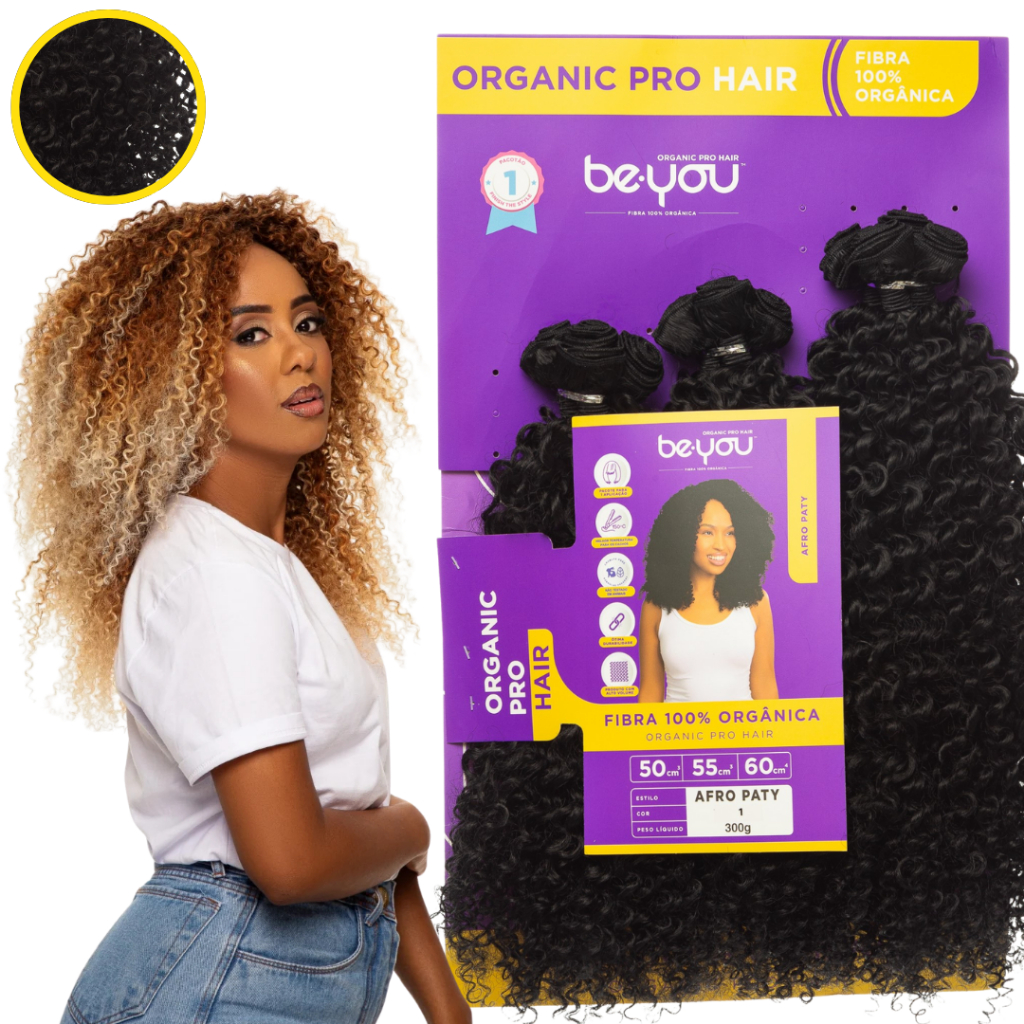 Cabelo Goivo Fibra De Colágeno Cacheado Afro Paty Be You 60cm Top de Linha