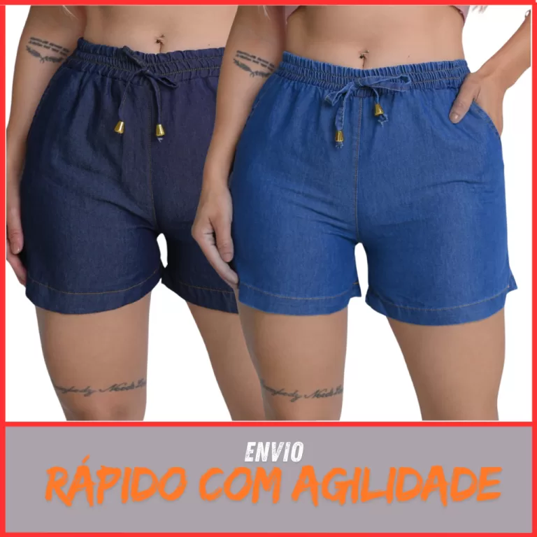 short feninino jeans soltinho confortavel bermuda 
