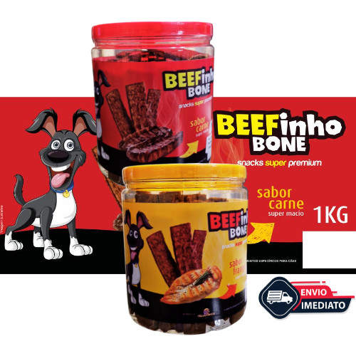 Bifinho 1, 2 ou 3 BEEFinho Bone 1 KG Petiscos Cãe