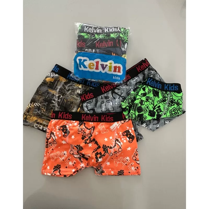 CUECA BOX INFANTIL KIT COM 4 CUECAS DE VÁRIAS ESTAMPAS P,M,G