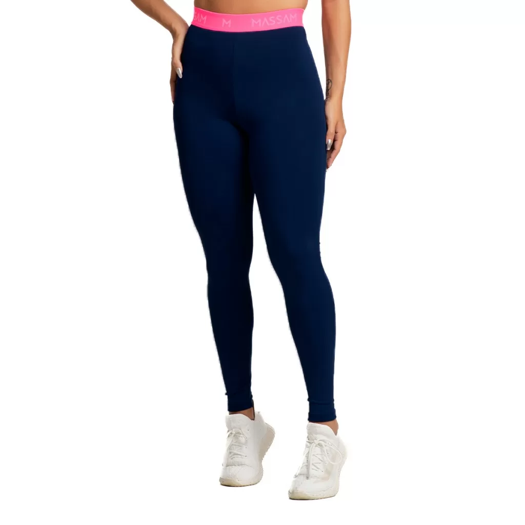 Legging Feminina Neon Marinho Com Pink Suplex Massam Fitness