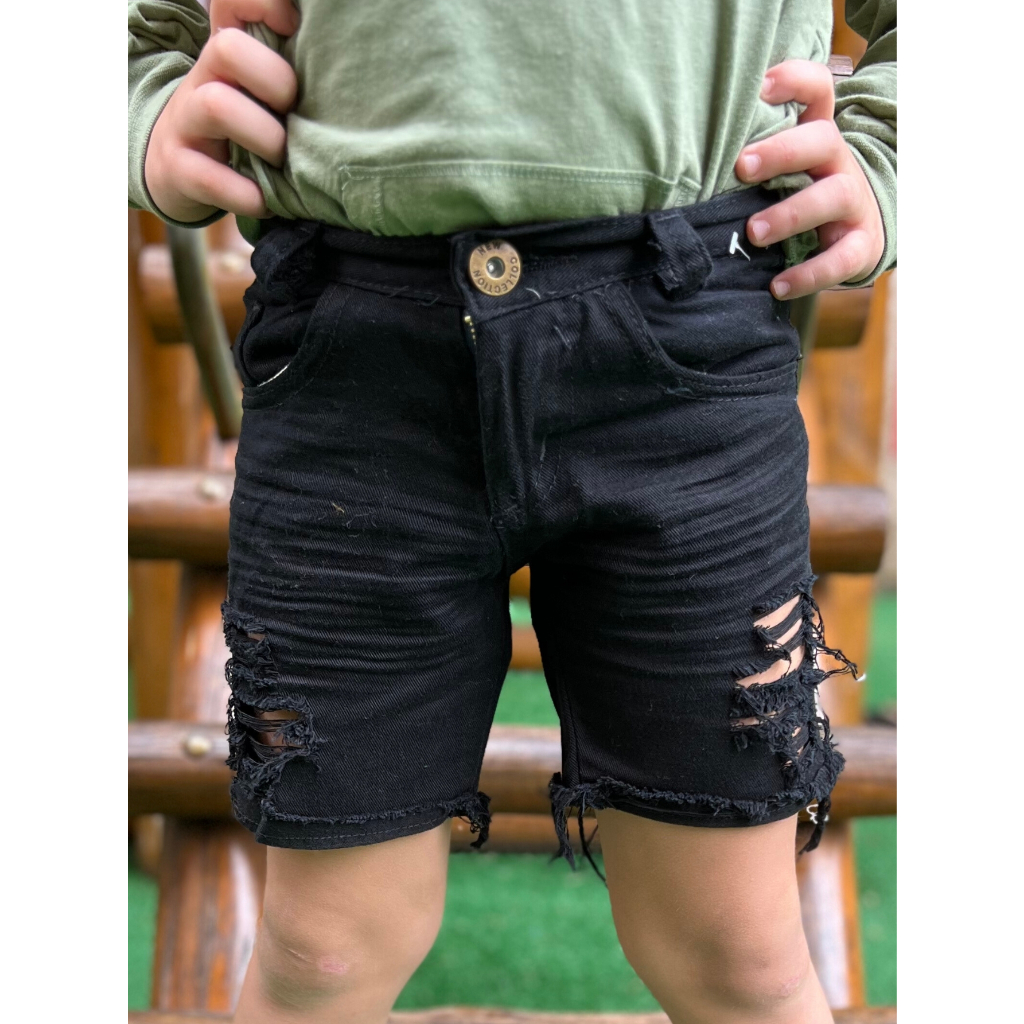 Kit 3 Bermuda Infantil masculina rasgada juvenil de verão 2 ao 16