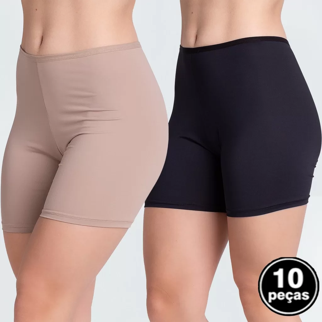 Kit 10 Anáguas Íntimo Segunda Pele Shortinho Conforto Lingerie  Calcinha Modeladora