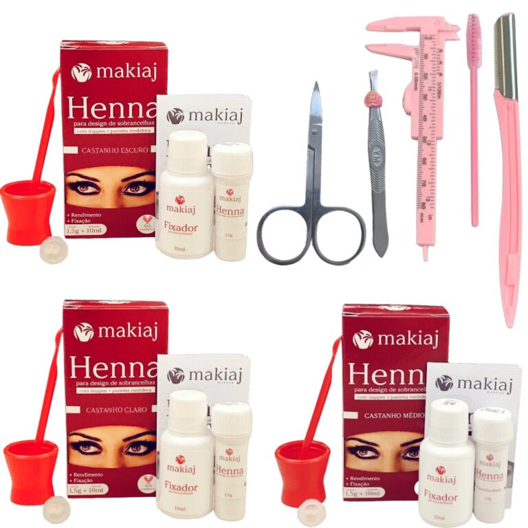 Kit Design Sobrancelha 3 Henna Makiaj Com Fixador 