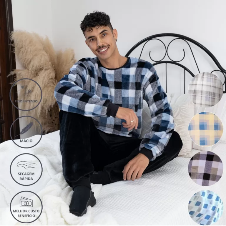 Pijama Inverno Adulto Fleece Soft Plush Quentinho 