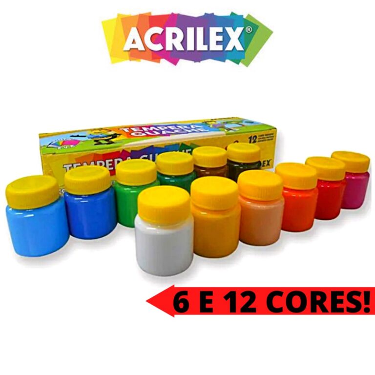 Tinta Guache Acrilex Com 6 e 12 Cores -15ml Cada p