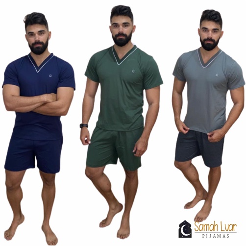 Pijama masculino curto 100% algodão [O MELHOR DA 