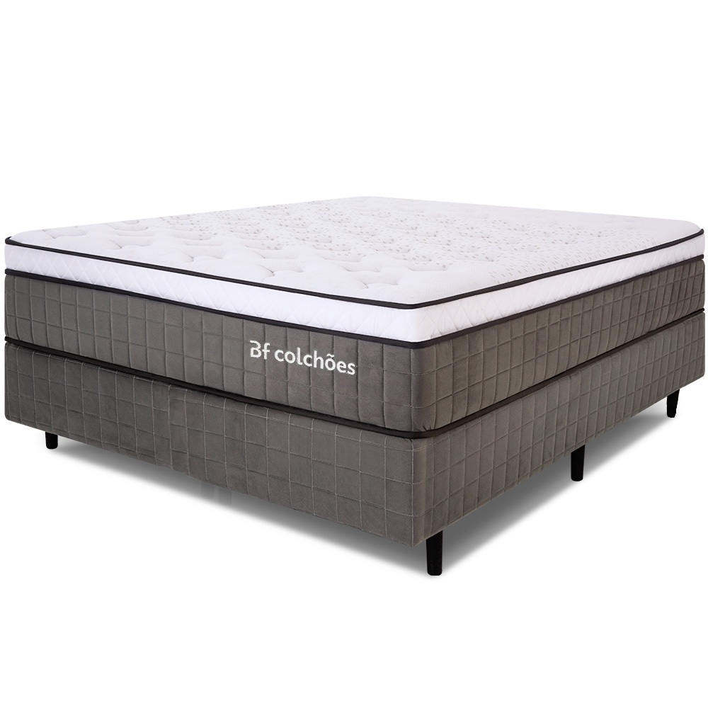 Cama Box Casal Premium Mola Ensacada com Espuma D33 e Viscoelástica Nasa 138x188x72cm BF Colchões