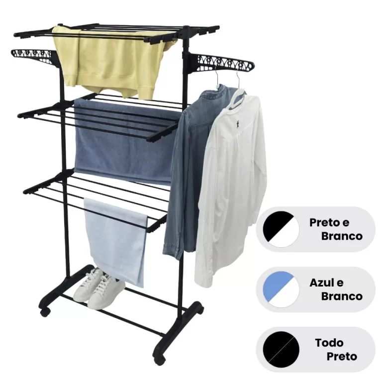 Varal De Chão Roupa Calcinha Grade 3 Andares Dobr